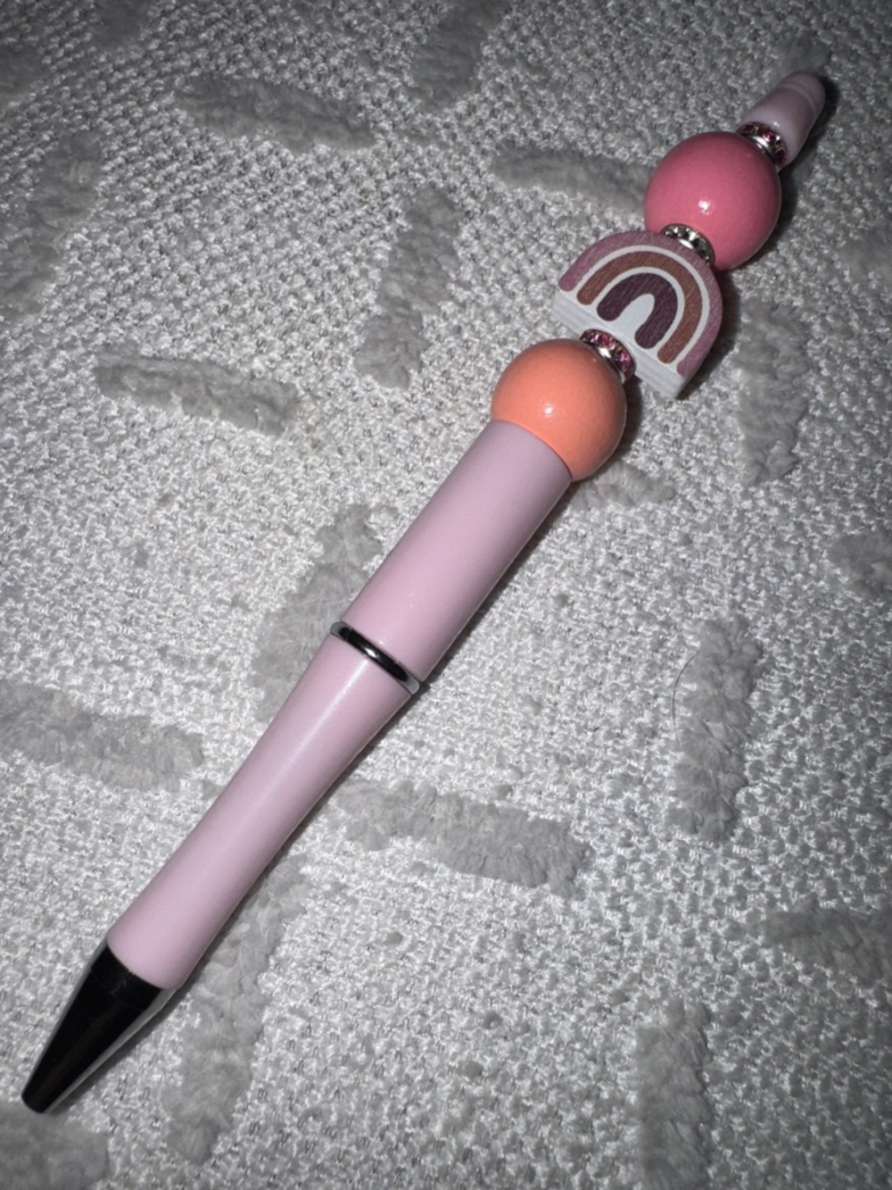 Pink Beaded Rainbow Accent Ballpoint Handmade Pen